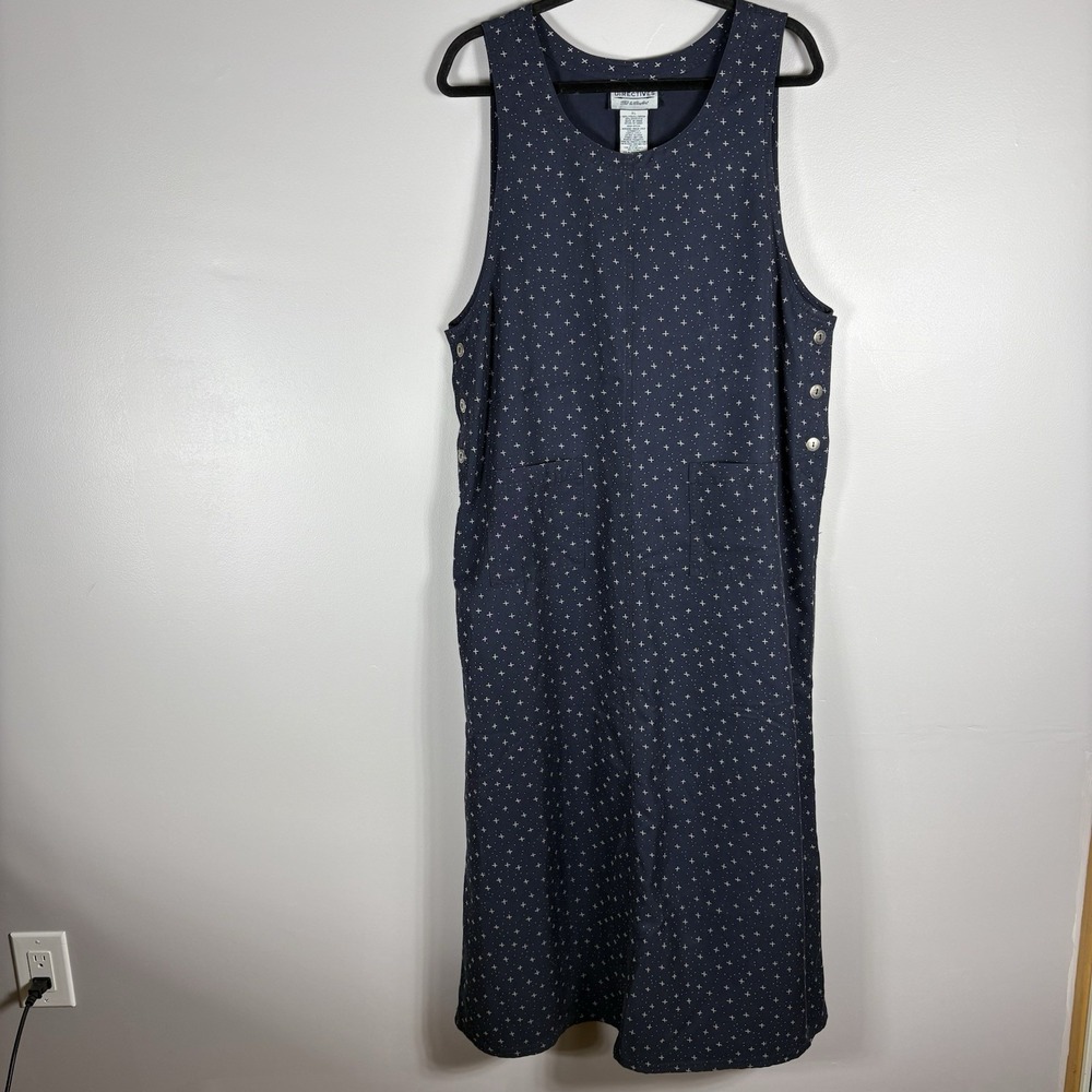 Directives‎ Women's XL Blue Sleeveless Round Neck Star Print Pullover Maxi Dress